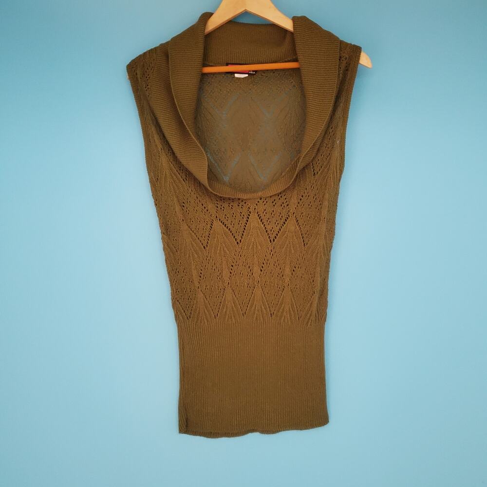 Say What? Sweater Women's Large Vintage Scoop Neck Green Loose Knit